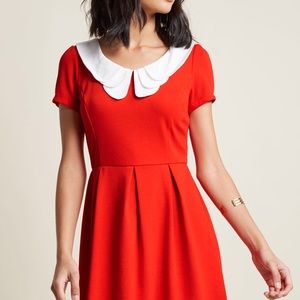 ModCloth Red Dress w/ Peter Pan Collar